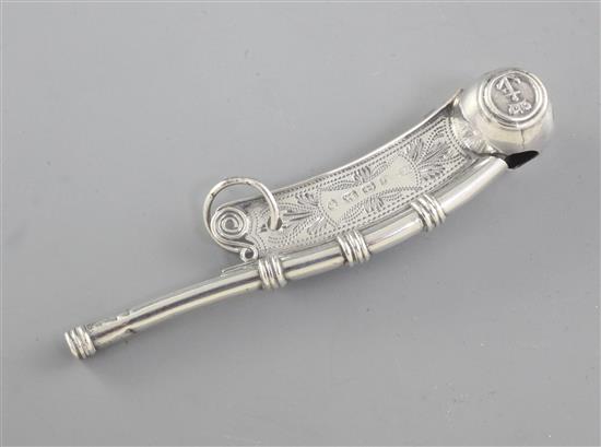 A Victorian silver bosuns call, Length 4”/98mm Weight 11grms